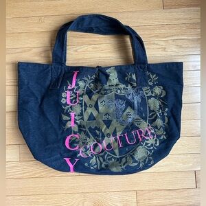 Authentic Y2K Juicy Couture Denim Tote Bag with Hot Pink Details 
EUC